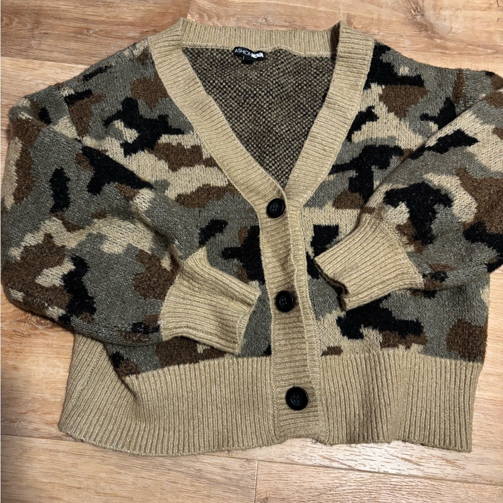 Fashion Nova Tan and Brown Knit Cardigan